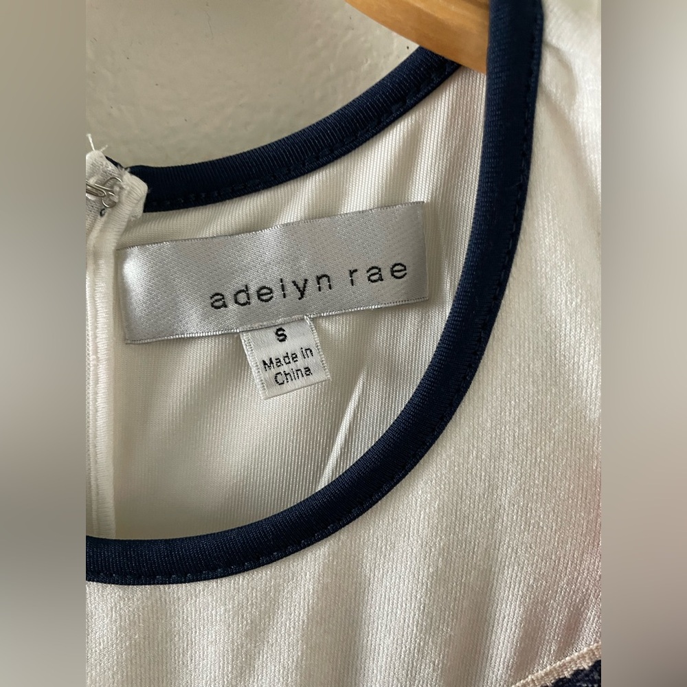 Antropologie Adelyn Rae Embroidered Blue and White Fringe Sheath Dress - Picture 4 of 7